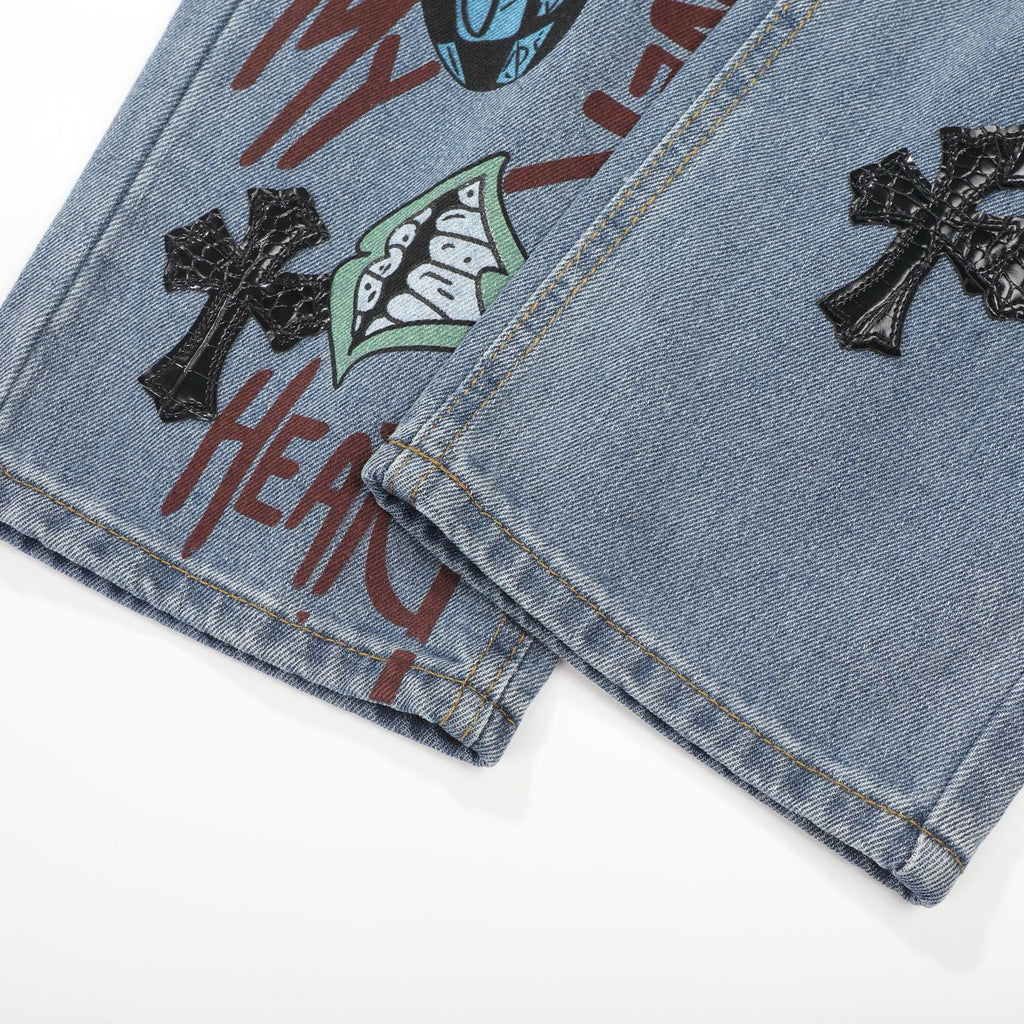 Chrome Hearts American street art cross with straight shaft Pants W1