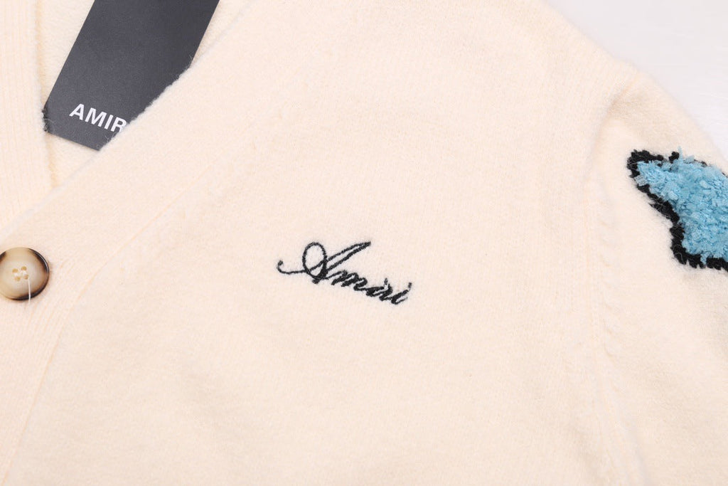 AMIRI Cotton V-Neck Bones Cardigan